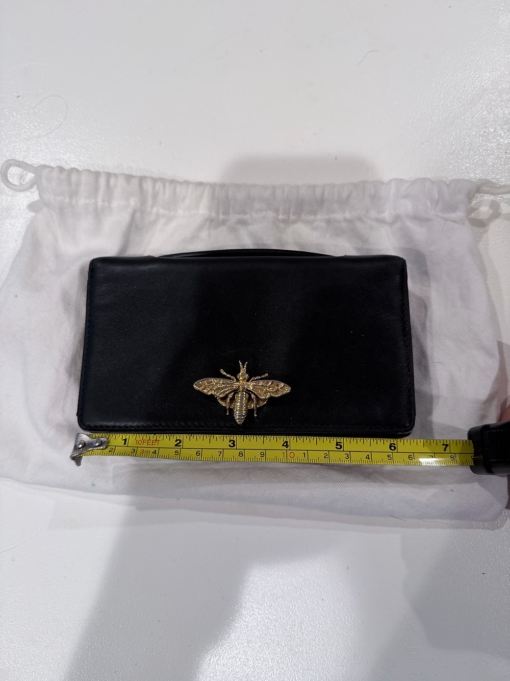 Dior Black Leather Clutch with Gold Bee Accent - Picture 15 of 16